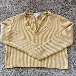 Vintage St. John Sport by Marie Gray Yellow Gold Ribbed Wool Blend Sweater SZ M